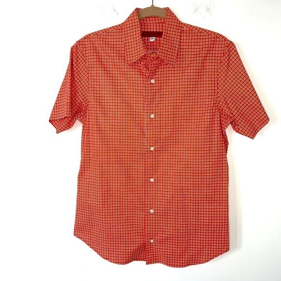 Envelop Jim Smith Button Front Shirt Mens Size Small Cotton Short Sleeve Orange - Picture 7 of 9